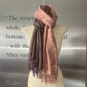 🆕 2 Elegant Paisley Scarf in Pink and Browns & solid brown